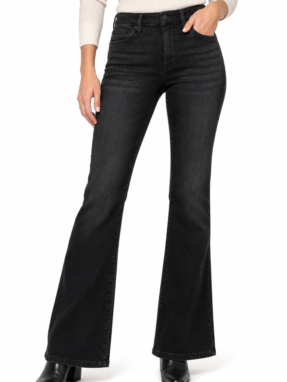 Liverpool Hannah Flare Jeans Size 6/28 Black High Rise Stretch Denim NWOT